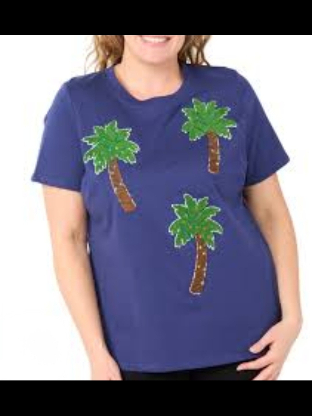 Celestail Blue Short-Sleeve Tee with Palm Tree Graphics